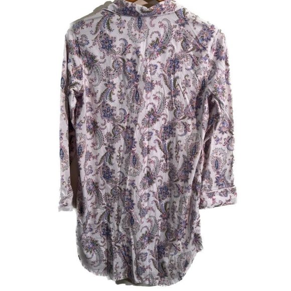 Lauren Ralph Size M Women’s Paisley Collared Button Up Nightshirt - Picture 8 of 11